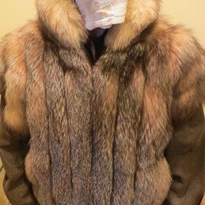 Saga red fox fur jacket